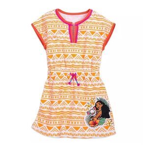 NWT Disney Store Girls - Terry, Moana and Pua Pattern Print Orange Cover-Up
